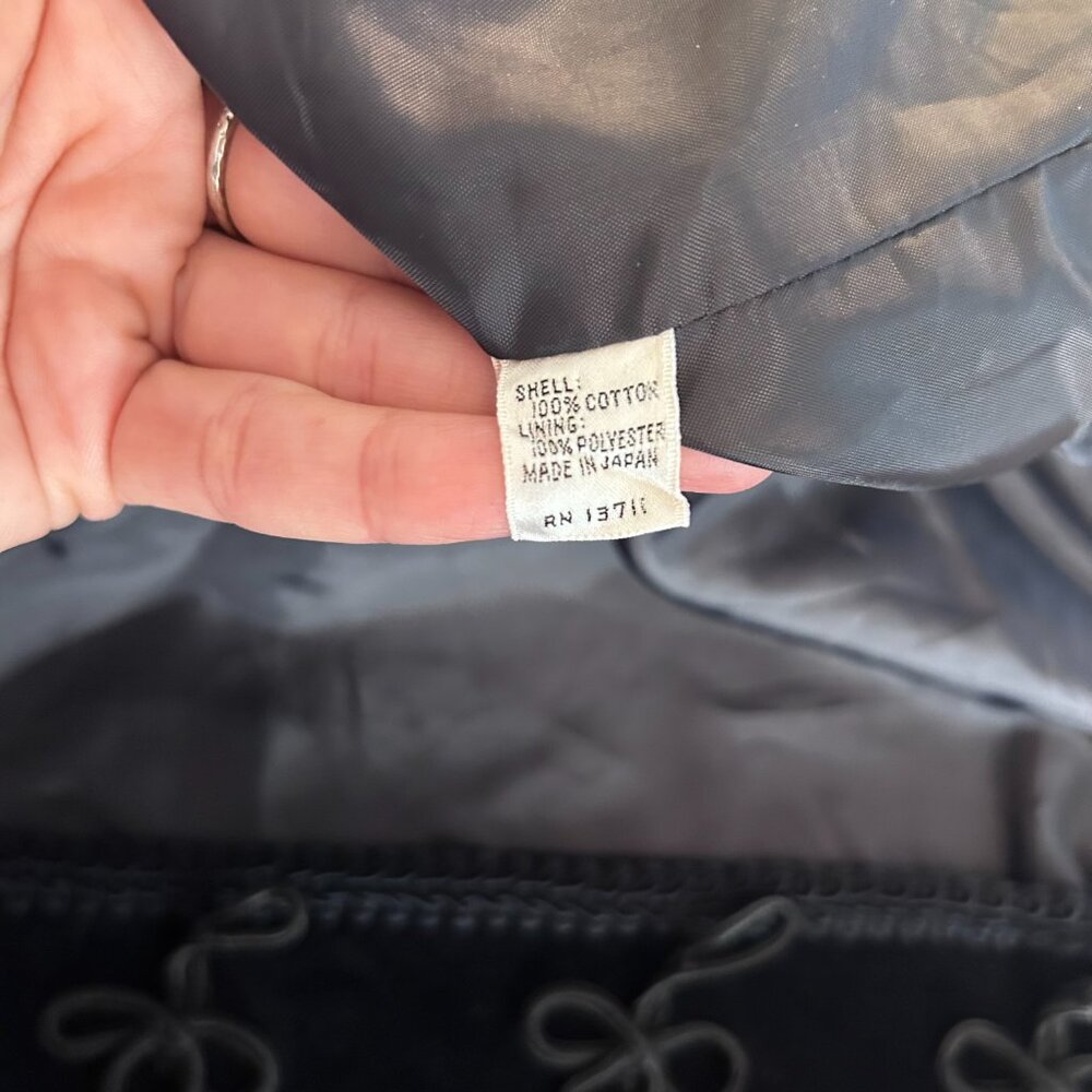Vintage 1980s Japanese Black Velvet Frog Closure Jacket Women's Small - Picture 11 of 11